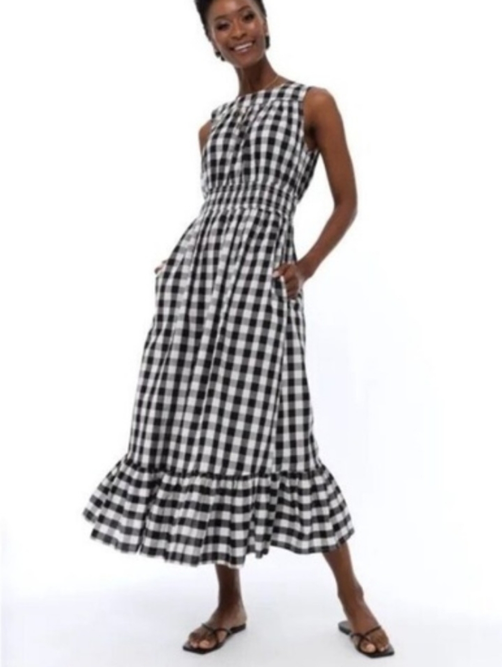 A New Day Black and White Gingham Sleeveless Dress Size Small